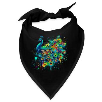 Pfau - Bandana - Schwarz - Vorne