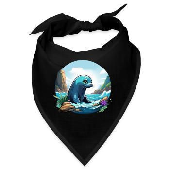 Robbe an der Küste - Bandana - Schwarz - Vorne