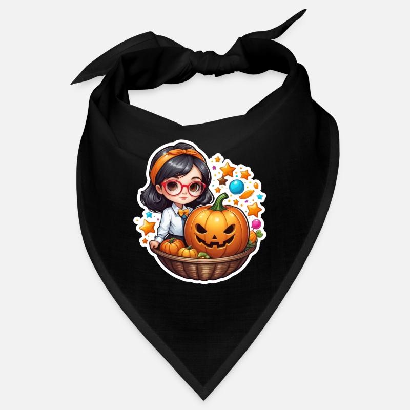 Mädchen zu Halloween Kürbis-Körbchen Bandana