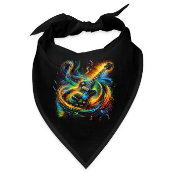 Farbenfroher Gitarrenausdruck - Bandana - Schwarz - Vorne