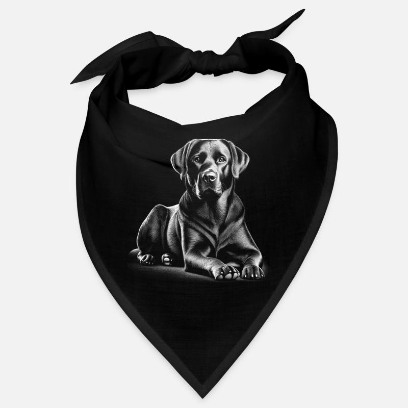 Labrador mignon dans la pose allongée Bandana