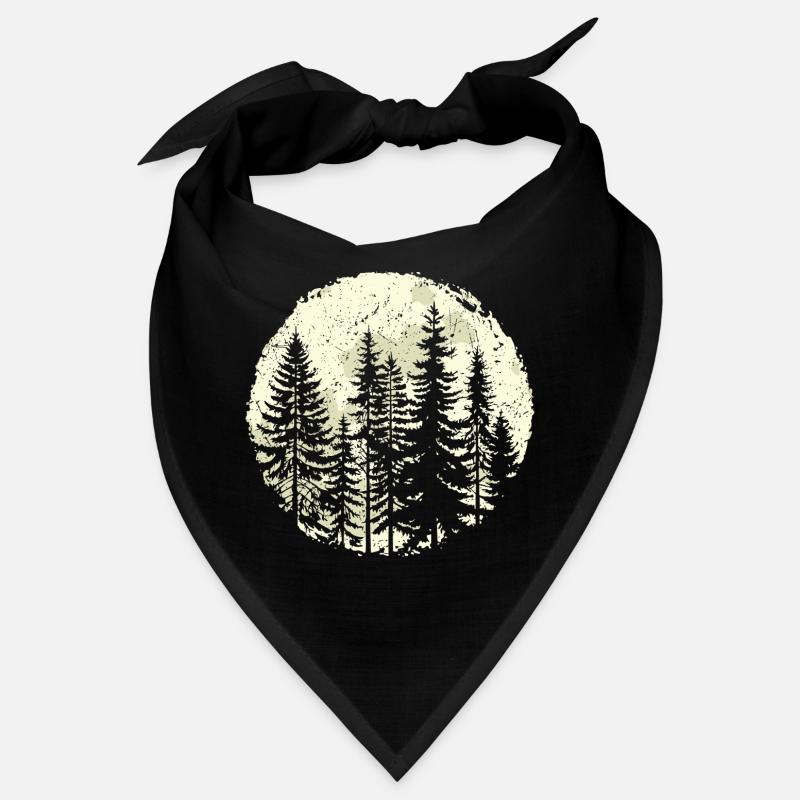 Night Forest Silhouette with Full Moon Bandana