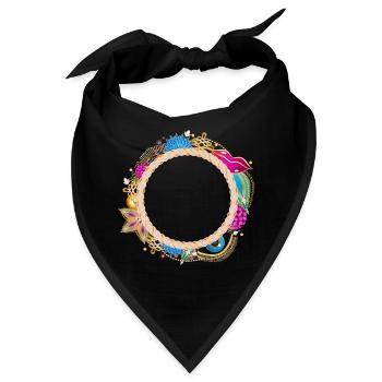 Orientalischer Medaillon-Rahmen in Gold & Farben - Bandana - Schwarz - Vorne