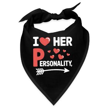 I Heart Her Personality Witzige Liebe Spruch - Bandana - Schwarz - Vorne