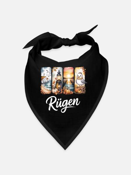Rügen Baltic Sea Lighthouse Seagull - Bandana - black - Front