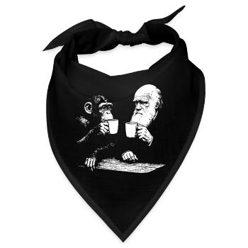 Darwin und der Affe trinken Kaffee - Bandana - Schwarz - Vorne