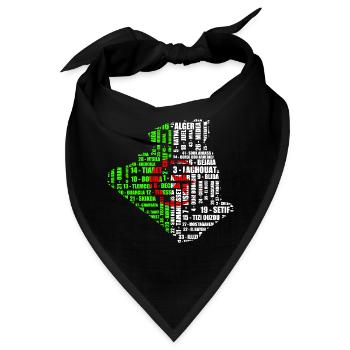 Carte d'Algérie en couleur drapeau et 48 wilayas - Bandana - Schwarz - Vorne