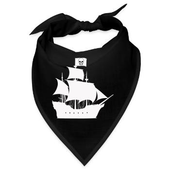 Piratenschiff Silhouette - Bandana - Schwarz - Vorne