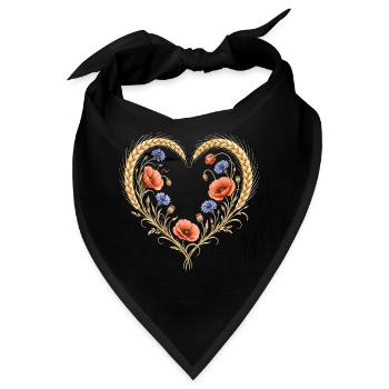 Weizen Herz Mohn Kornblume Blumen Natur Motiv  - Bandana - Schwarz - Vorne