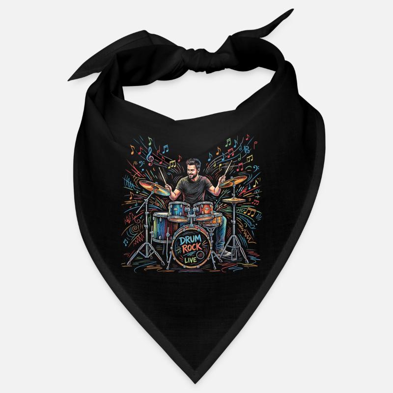 Male Drummer Playing Drum Set Print Bandana
