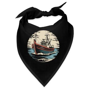  Fischerboot Auf Hoher See Vintage Seemann Maritim - Bandana - Schwarz - Vorne