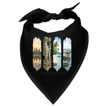 Kambodscha Travel – Angkor Wat & Natur Motiv - Bandana - Schwarz - Vorne