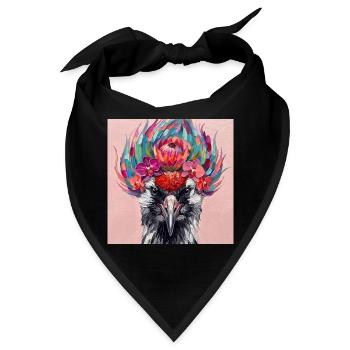 Kranich in Farbe - Bandana - Schwarz - Vorne
