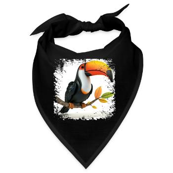 Farbenfroherr Toucan am Ast - Bandana - Schwarz - Vorne