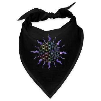Blume des Lebens Sonne Mandala Regenbogen - Bandana - Schwarz - Vorne