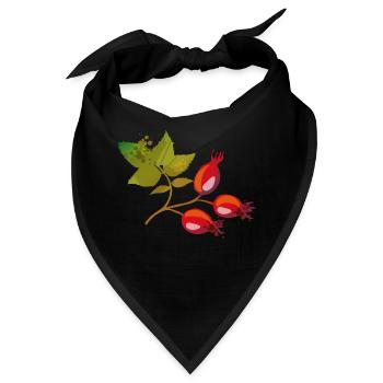 Zweig mit Hagebutten - Bandana - Schwarz - Vorne