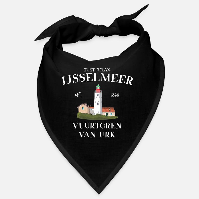Phare d’Urk, IJsselmeer Pays-Bas, Dessin - Bandana - noir