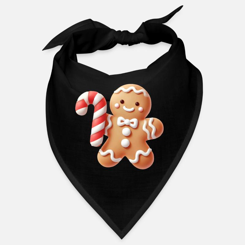 Fröhlicher Lebkuchenmann mit Zuckerstange - Bandana - Schwarz