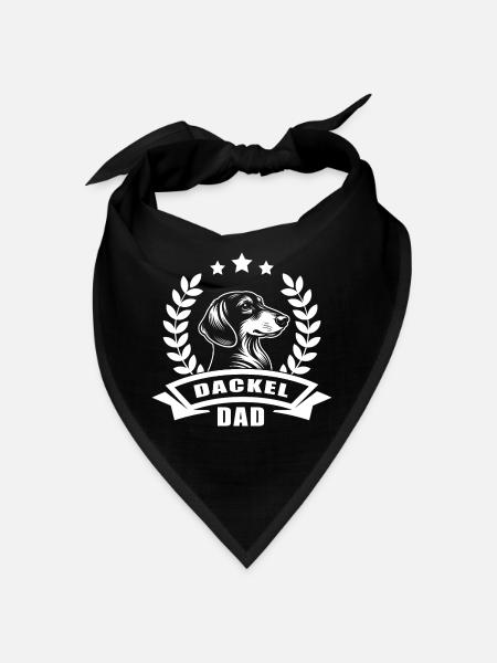"Dachshund Dad" design with banner and wreath of wheat - Bandana - black - Front