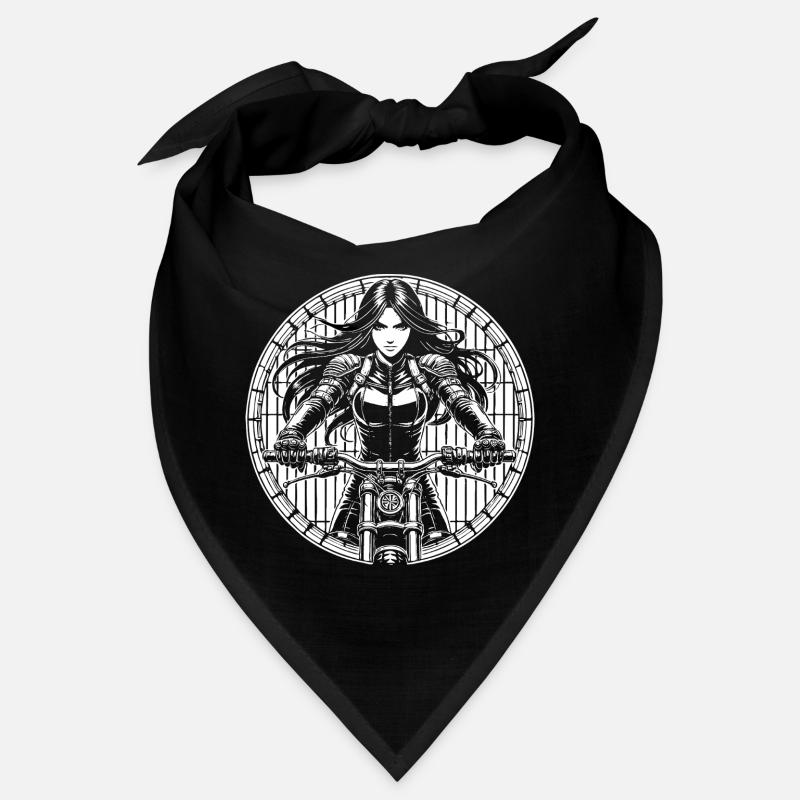 Cooles Bikerin Design im japanischen Comic-Stil Bandana