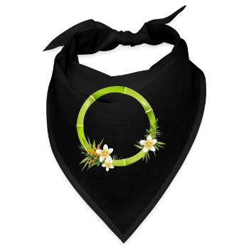 Bambusrahmen mit tropischen Blättern & Blüten - Bandana - Schwarz - Vorne