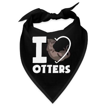 Seeotter Cartoon Herz - Bandana - Schwarz - Vorne