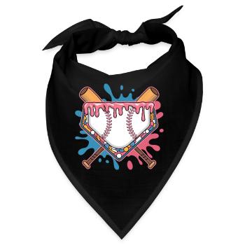 Baseball Homeplate Mit Schlaeger Und Buntem Splash - Bandana - Schwarz - Vorne