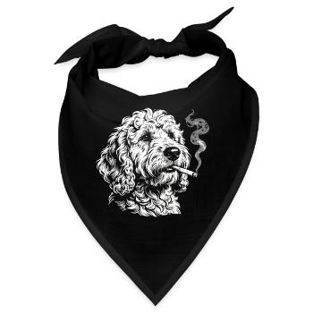 Rauchender Goldendoodle: Lustiges Hunde Meme Desig - Bandana - Schwarz - Vorne