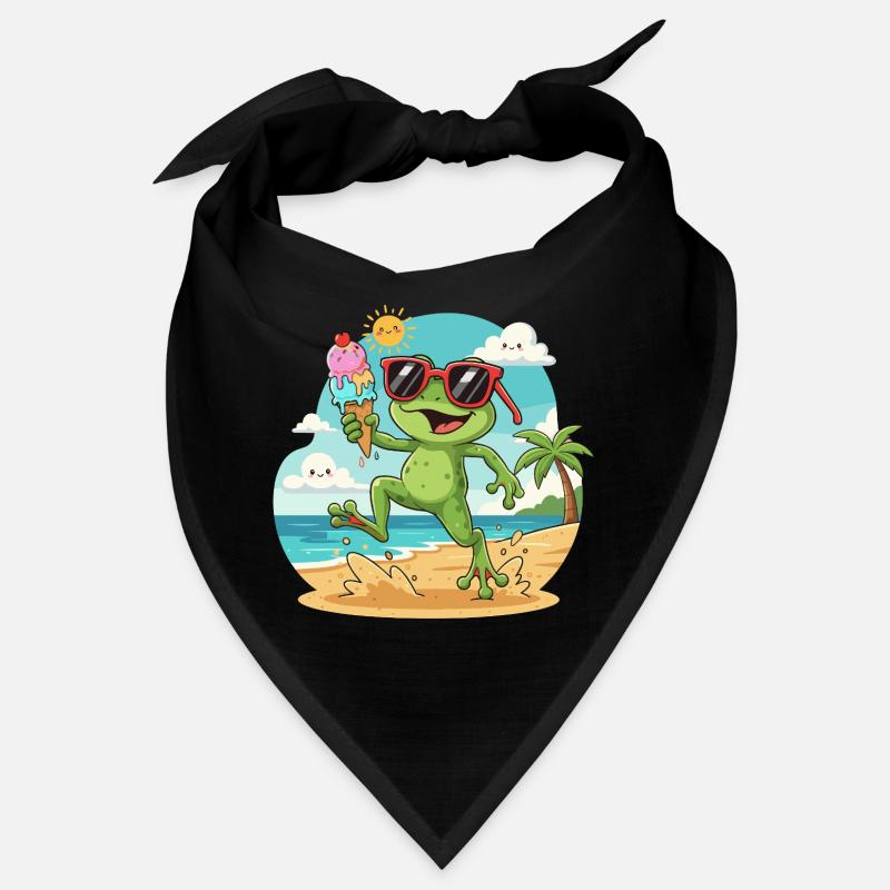 Frosch am Strand mit Eis Bandana