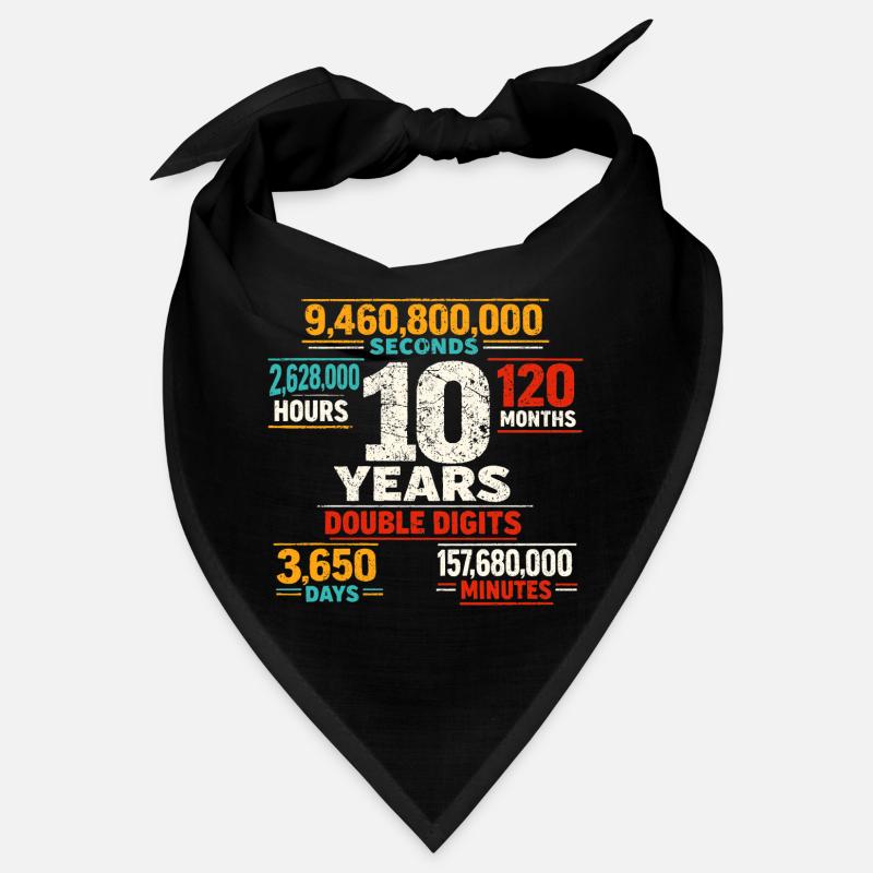 Design rétro anniversaire à deux chiffres de 10 ans Bandana