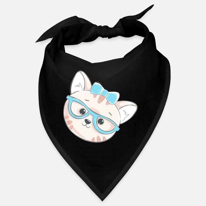 Süßes Nerd-Kätzchen mit Brille & Schleife Bandana