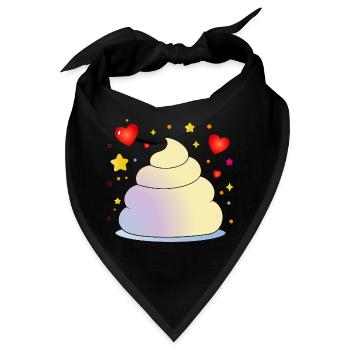 Bunte Zuckerwatte mit Herzen und Sternen - Bandana - Schwarz - Vorne