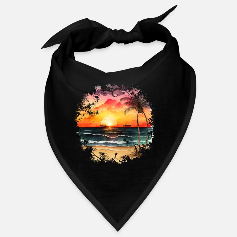 Coucher de soleil sur la plage tropicale - Bandana - noir