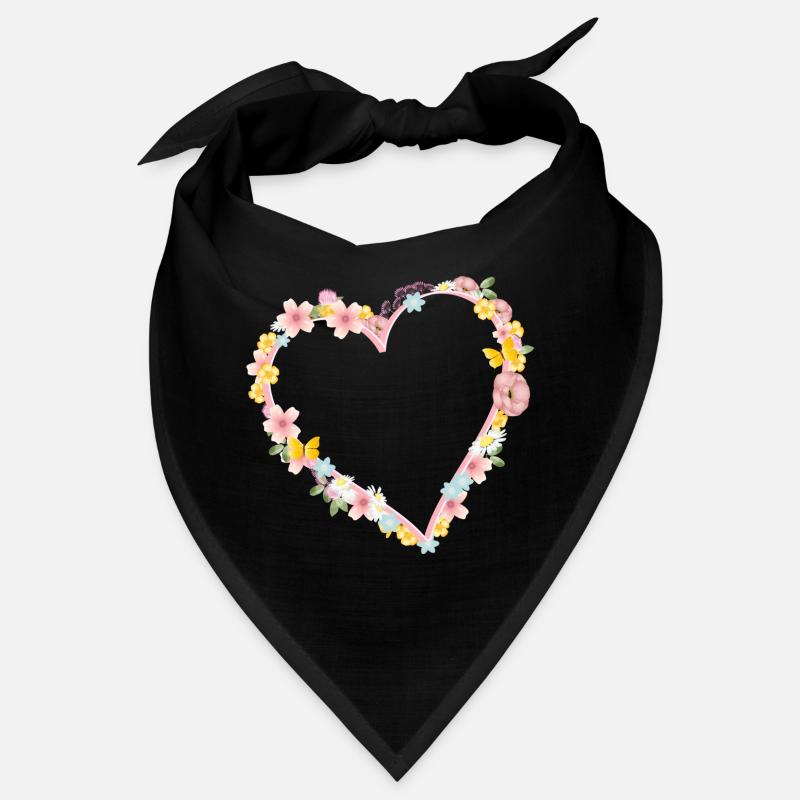 pink heart frame decorated with abundant flowers Bandana