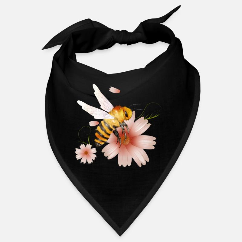 Flying bee with flowers hand drawn Bandana