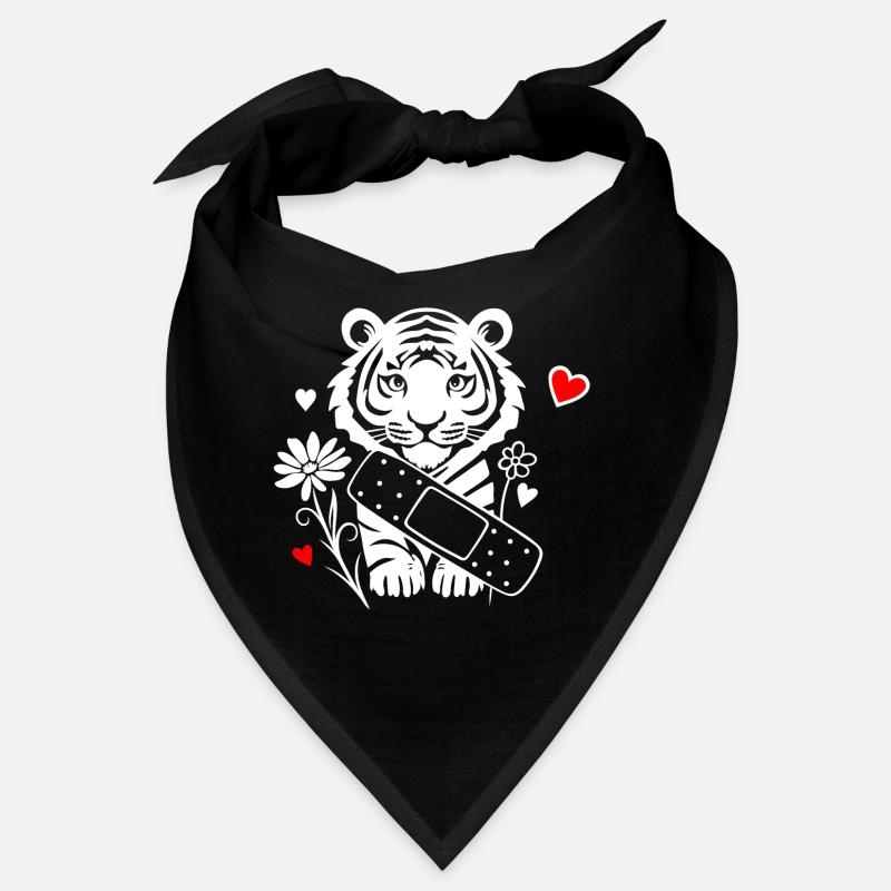 Tiger with plasters and flowers - Get well soon Bandana