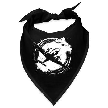 Flugzeug Skizze - Bandana - Schwarz - Vorne