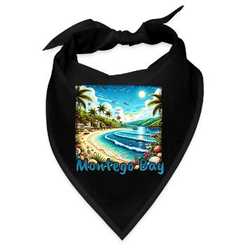 Montego Bay Jamaika Strand Palmen Grunge Urlaub - Bandana - Schwarz - Vorne