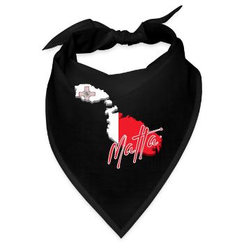 Flagge von Malta, Landkarte von Malta - Bandana - Schwarz - Vorne