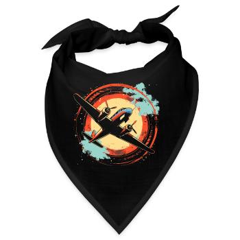 Flugzeug Illustration - Bandana - Schwarz - Vorne
