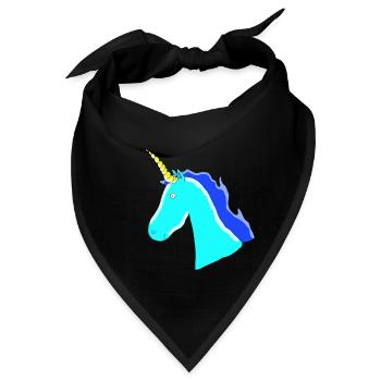 Einhorn Unicorn Geschenk Idee Blau Horn Schweif - Bandana - Schwarz - Vorne