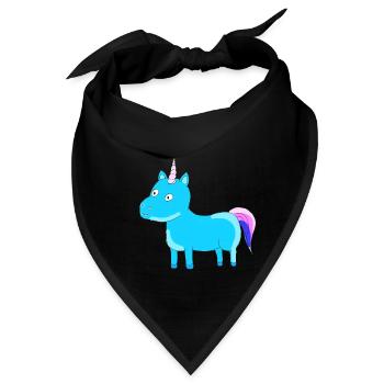 Einhorn Unicorn Himmelblau Geschenk Idee Schweif - Bandana - Schwarz - Vorne