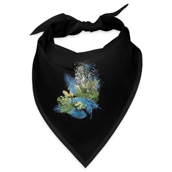 leopard, katze,wildkatze,malerei,blätter,dschungel - Bandana - Schwarz - Vorne