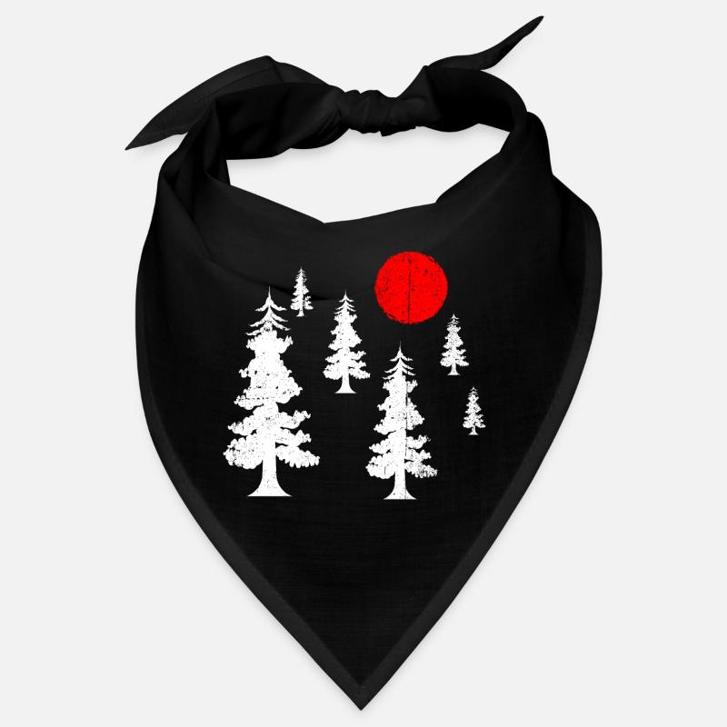 Red Sun over White Pine Silhouettes Bandana