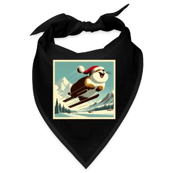 Vintage Ski Murmeltier - Bandana - Schwarz - Vorne