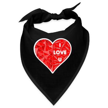 I LOVE U Herz - Bandana - Schwarz - Vorne