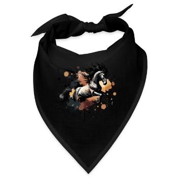 Aquarell Pferd, Pferd - Bandana - Schwarz - Vorne