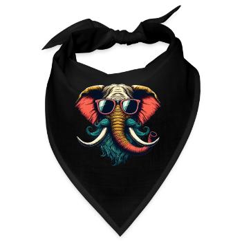 cooler Hipster Elefant Gesicht Mustache Bart - Bandana - Schwarz - Vorne