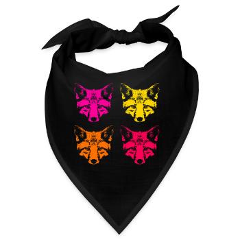 Farbige Füchse  - Bandana - Schwarz - Vorne