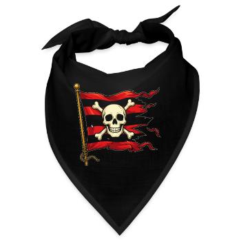 Totenkopf auf Piratenflagge - Bandana - Schwarz - Vorne